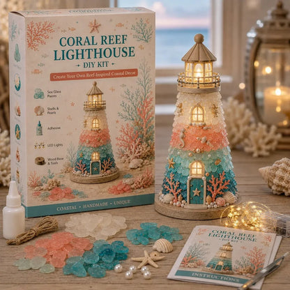 Decorative Beginner-Friendly DIY Lighted Sea Glass-Style Lighthouse