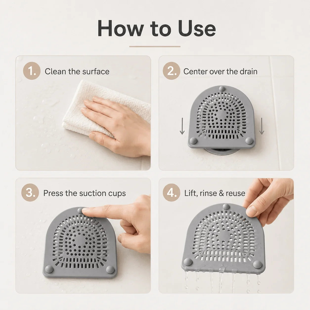 Easy-Care Silicone Shower Drain Hair Catcher 6" Flexible Dome Cover