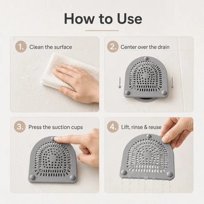 Easy-Care Silicone Shower Drain Hair Catcher 6" Flexible Dome Cover