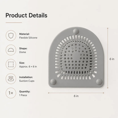 Easy-Care Silicone Shower Drain Hair Catcher 6" Flexible Dome Cover