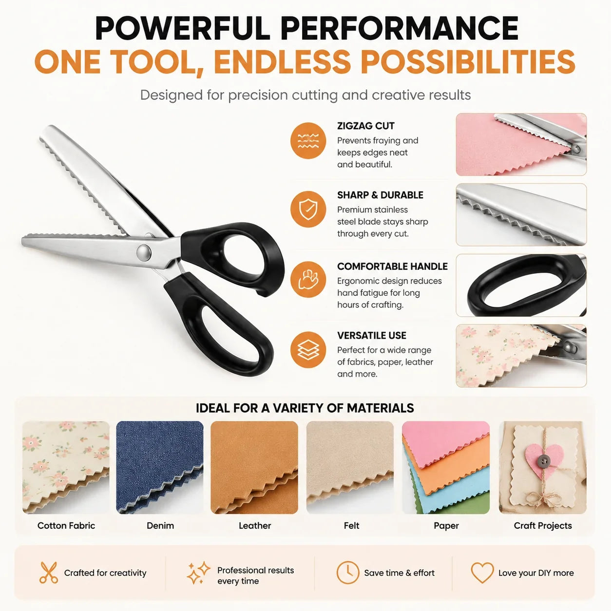 Easy-Care Professional Pinking Shears – Sharp Serrated Fabric