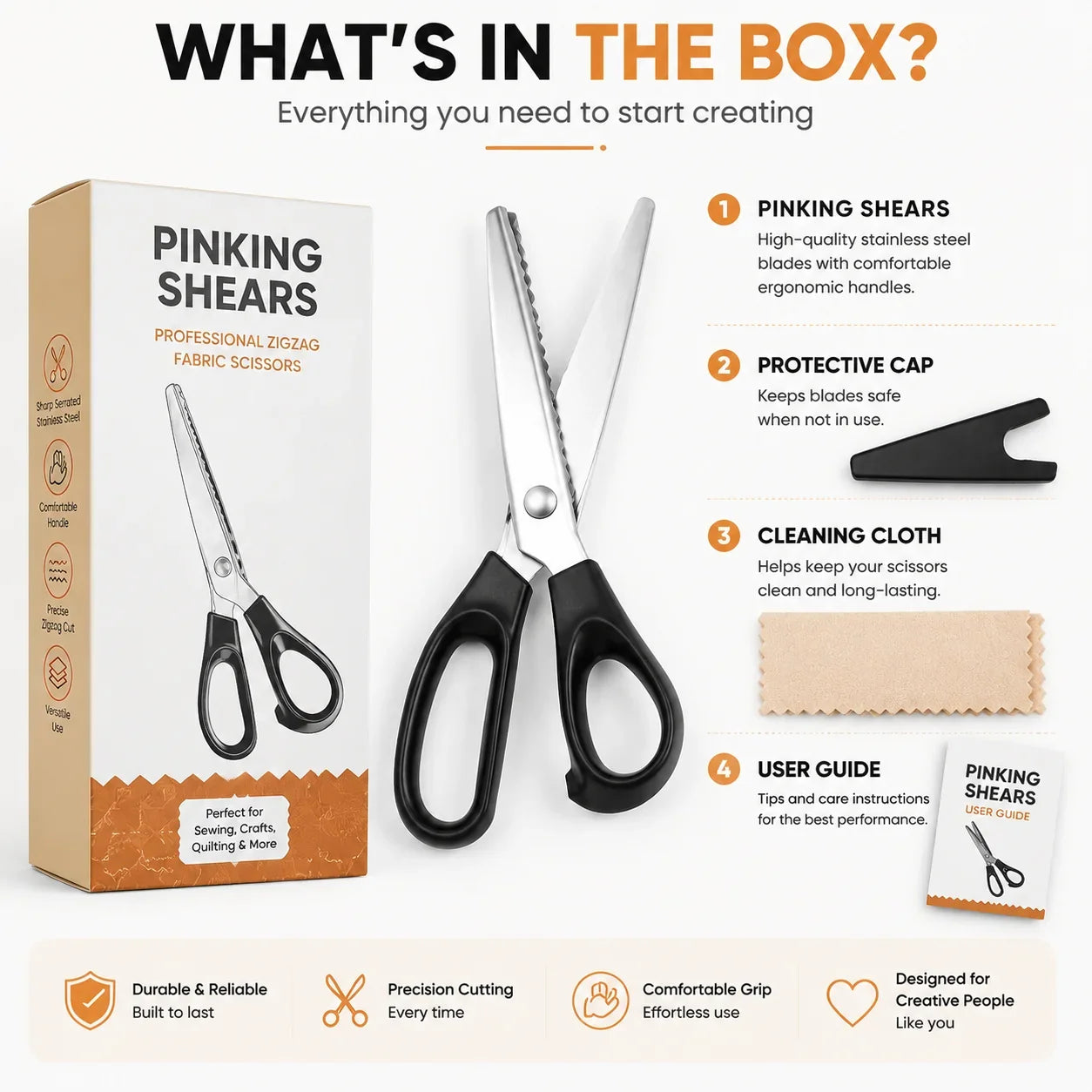 Easy-Care Professional Pinking Shears – Sharp Serrated Fabric