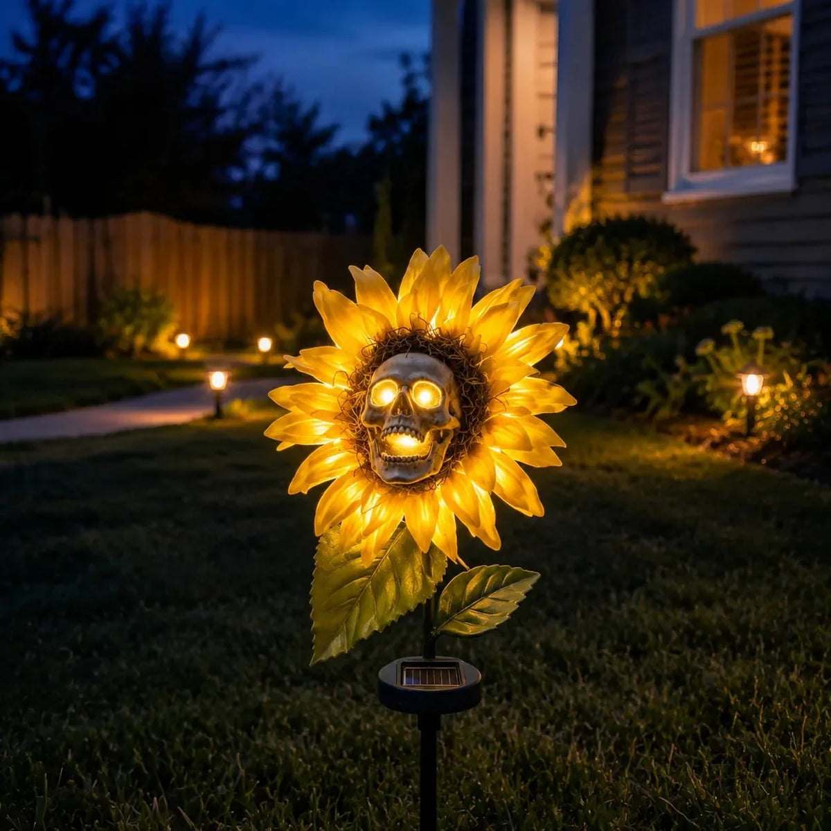 Outdoor Solar Sunflower Skull Stake Light - Illuminate – Sjbklxrkdym1