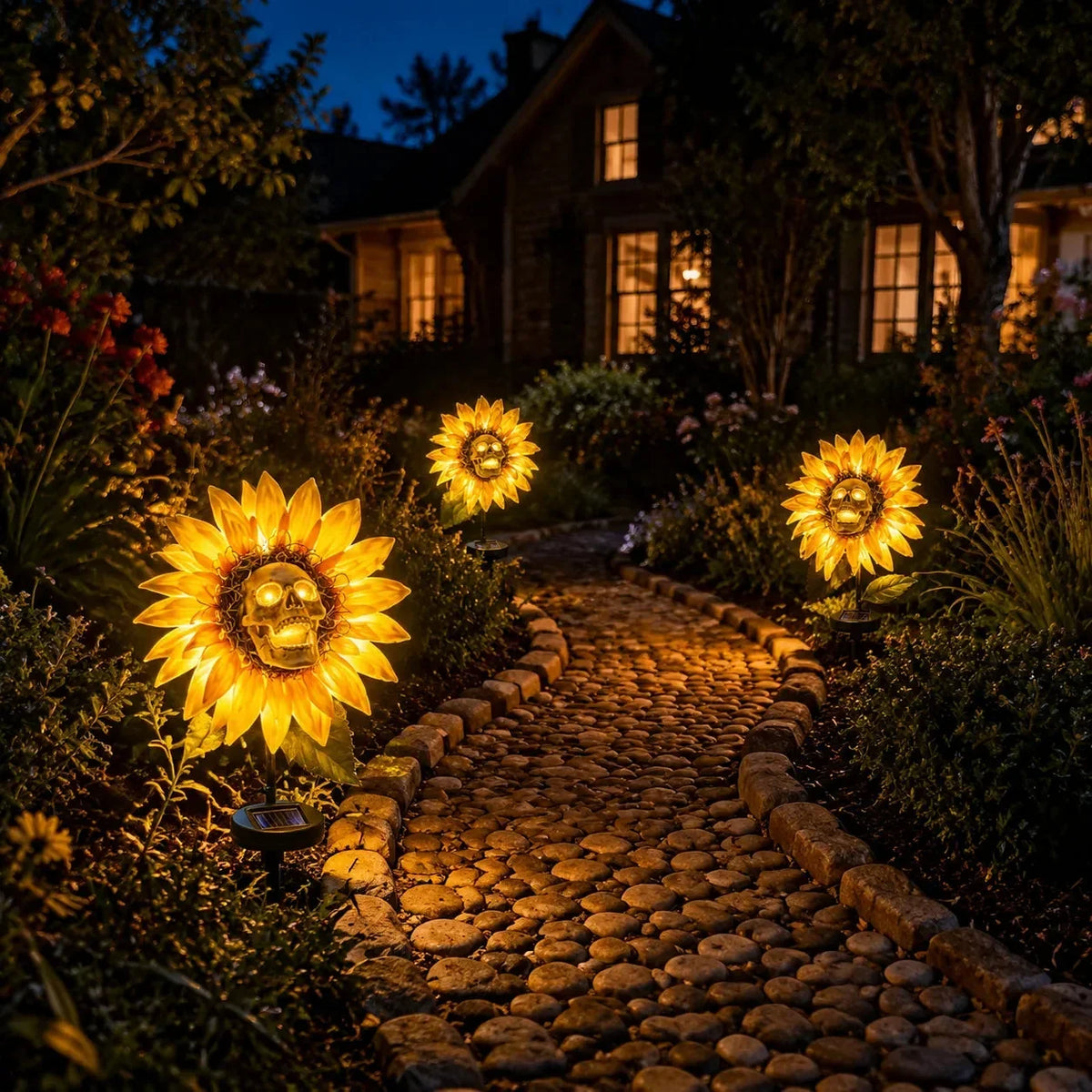Outdoor Solar Sunflower Skull Stake Light - Illuminate – Sjbklxrkdym1