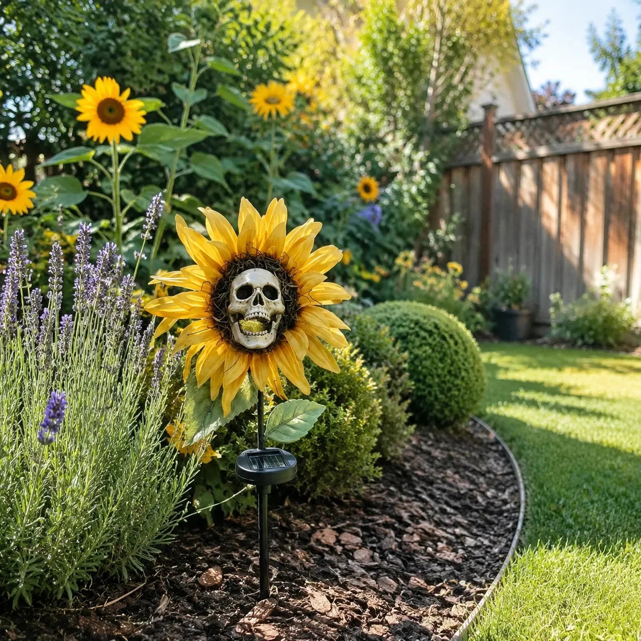 Outdoor Solar Sunflower Skull Stake Light - Illuminate – Sjbklxrkdym1