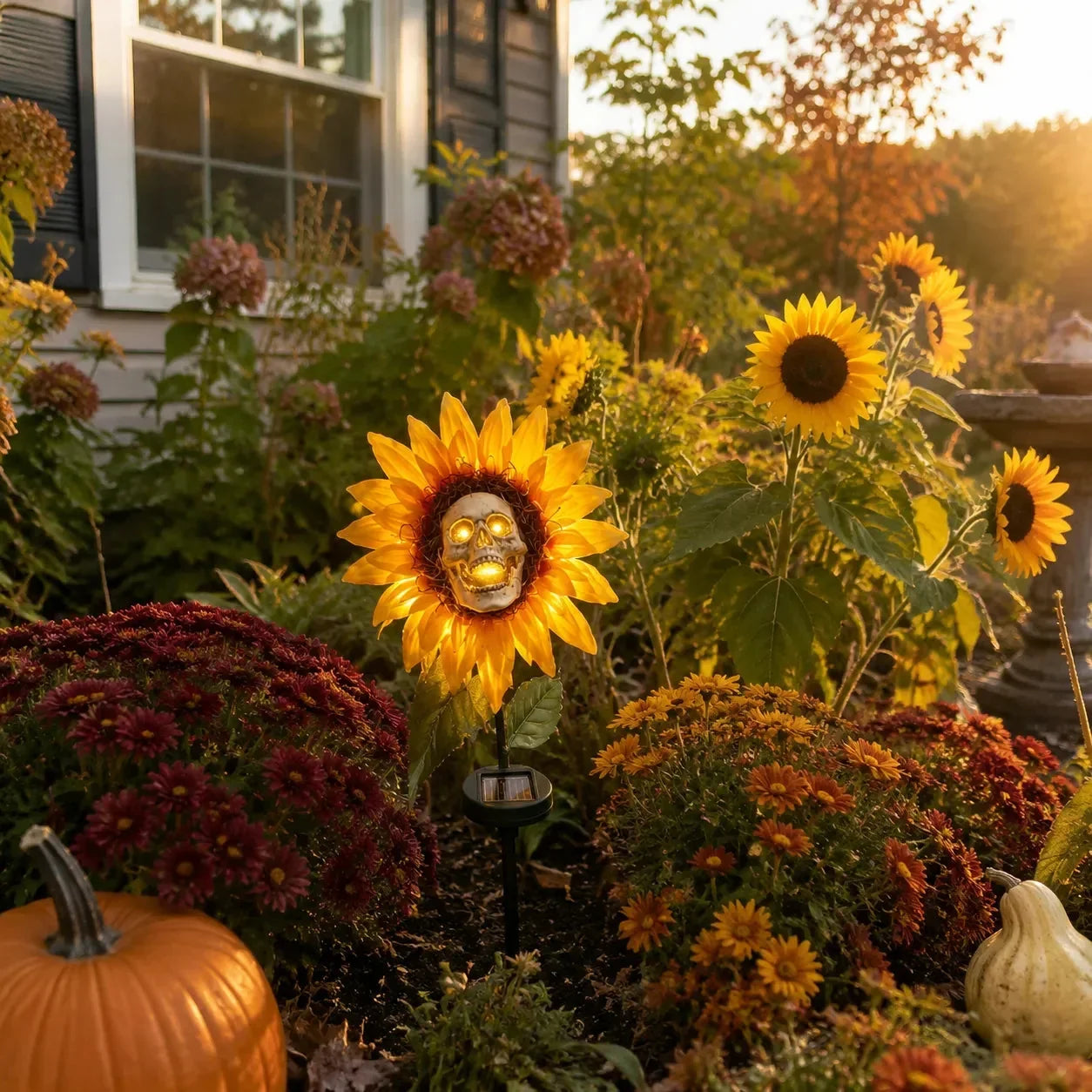 Outdoor Solar Sunflower Skull Stake Light - Illuminate – Sjbklxrkdym1