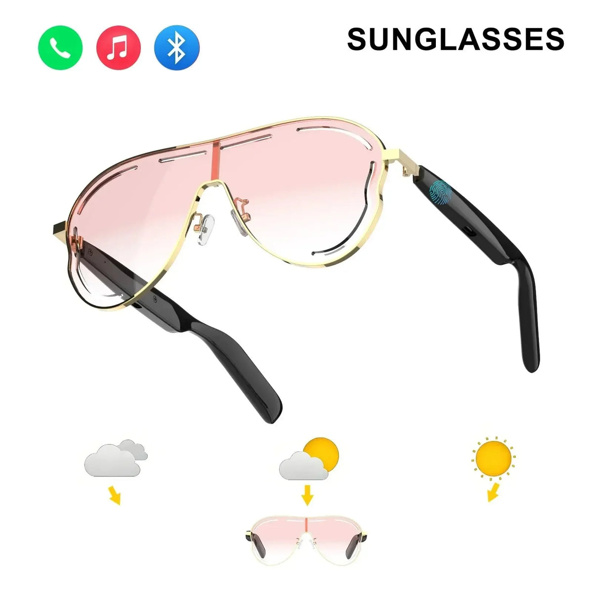 Bluetooth 5.4 Open-Ear Audio Sunglasses with UV Protection