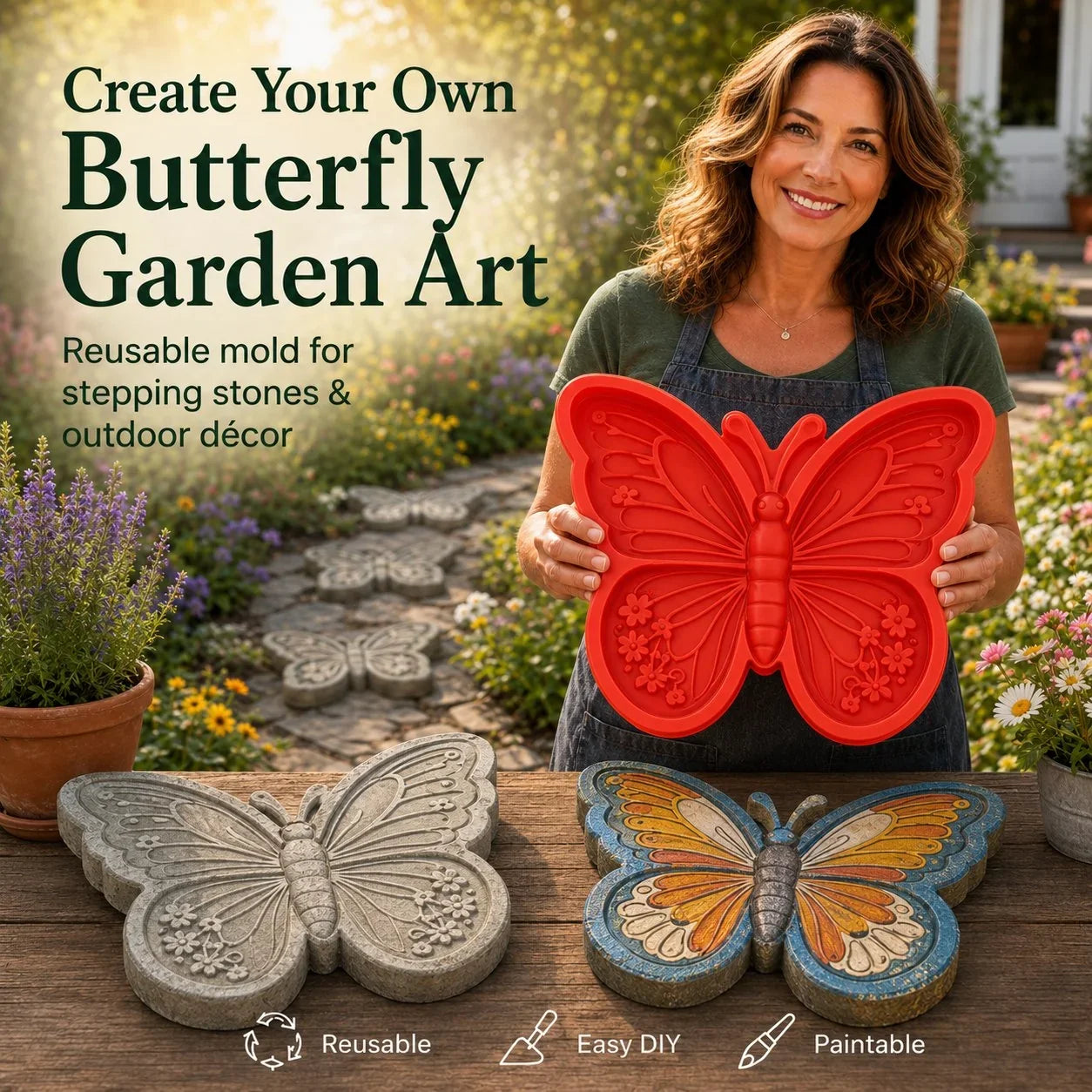 Reusable Sunflower Mold for Concrete Garden Stepping Stones