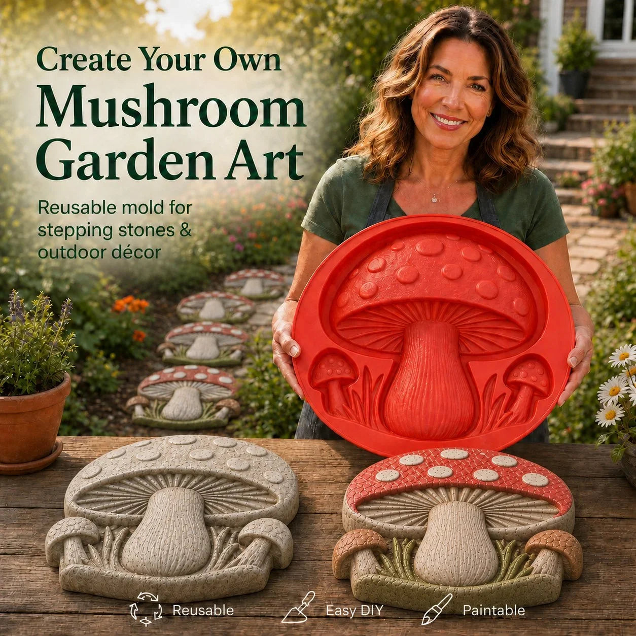 Reusable Sunflower Mold for Concrete Garden Stepping Stones