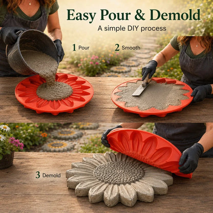 Reusable Sunflower Mold for Concrete Garden Stepping Stones