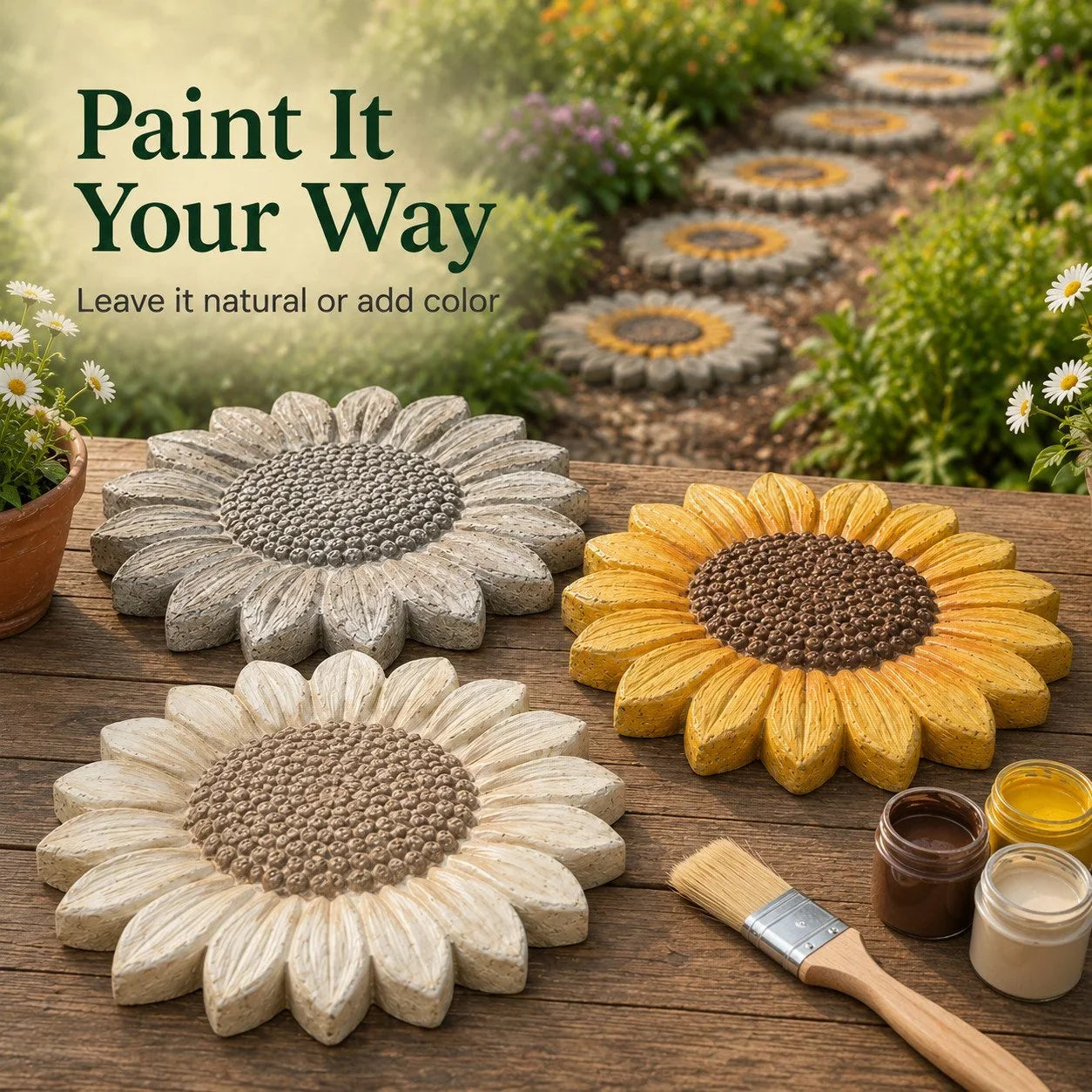 Reusable Sunflower Mold for Concrete Garden Stepping Stones