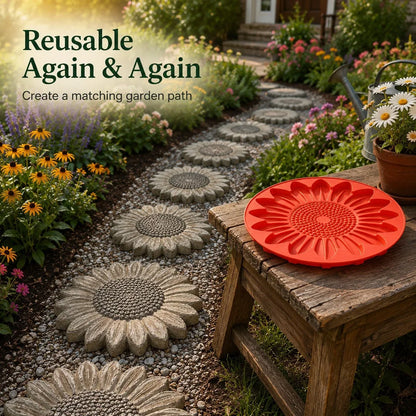 Reusable Sunflower Mold for Concrete Garden Stepping Stones