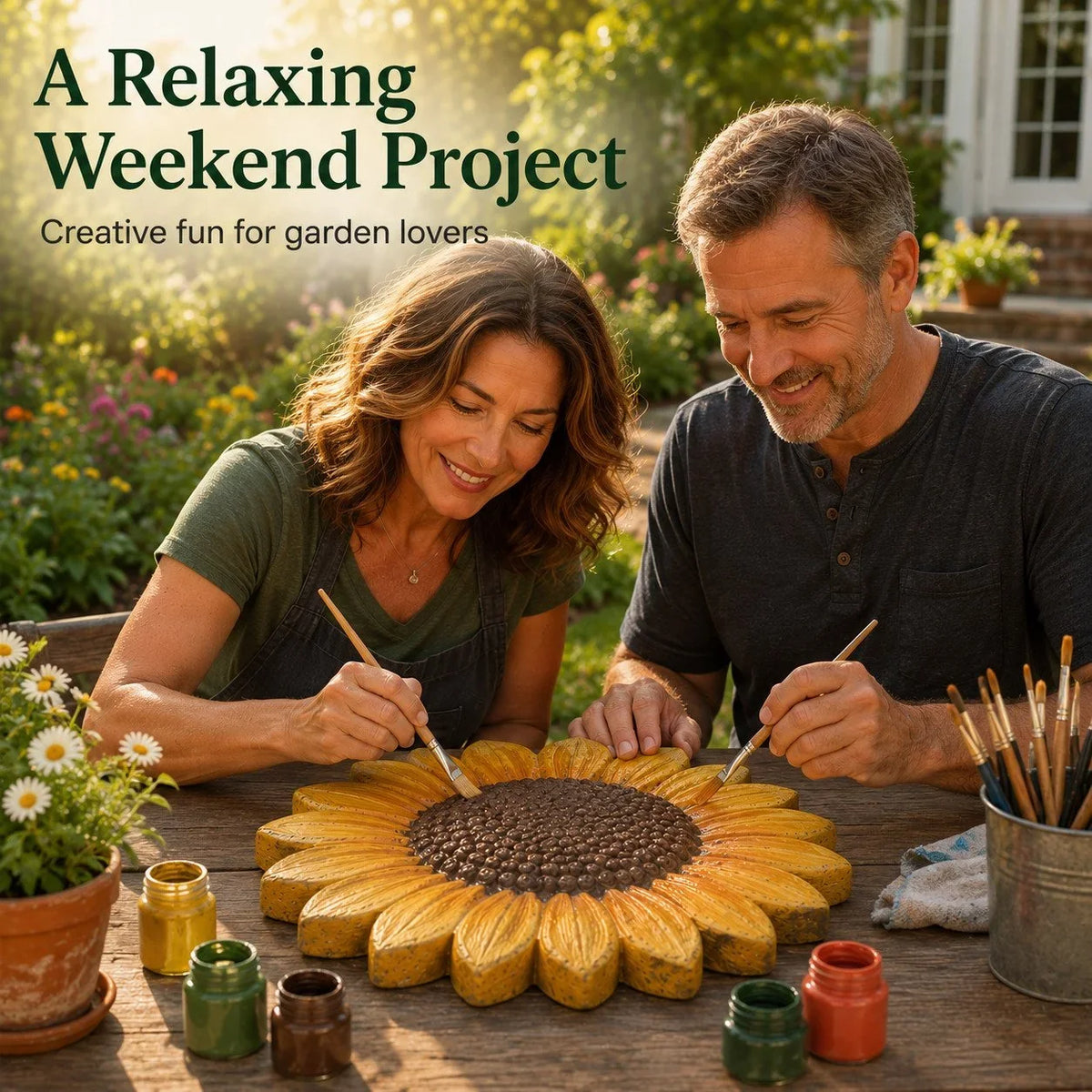 Reusable Sunflower Mold for Concrete Garden Stepping Stones