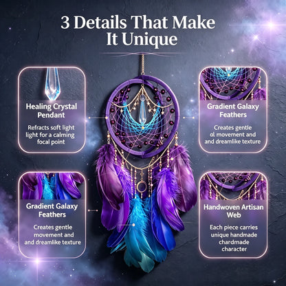 Pet-Friendly Cosmic Crystal Dreamcatcher – Gradient Feather Wall