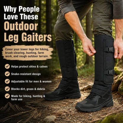 Adjustable Snake-Resistant Leg Gaiters for Hiking and Farm Work