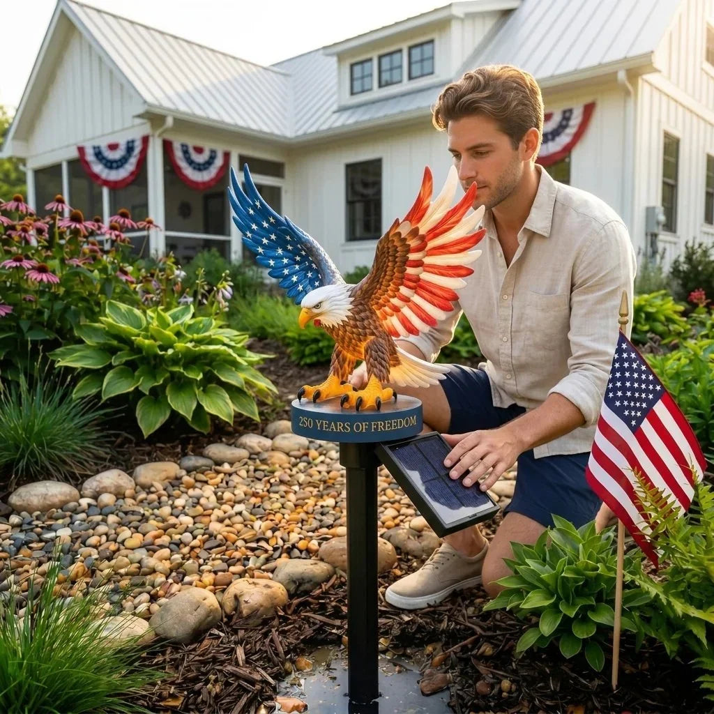 Outdoor-Ready Solar Eagle – American Freedom for Garden Display
