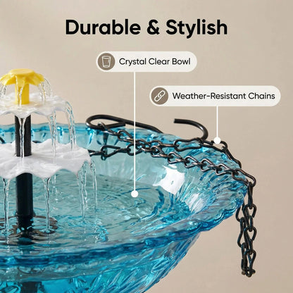 Hanging Solar Fountain with Cascading Bowls for Visiting Birds
