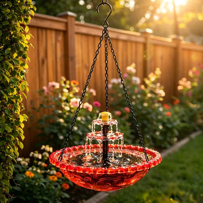 Hanging Solar Fountain with Cascading Bowls for Visiting Birds
