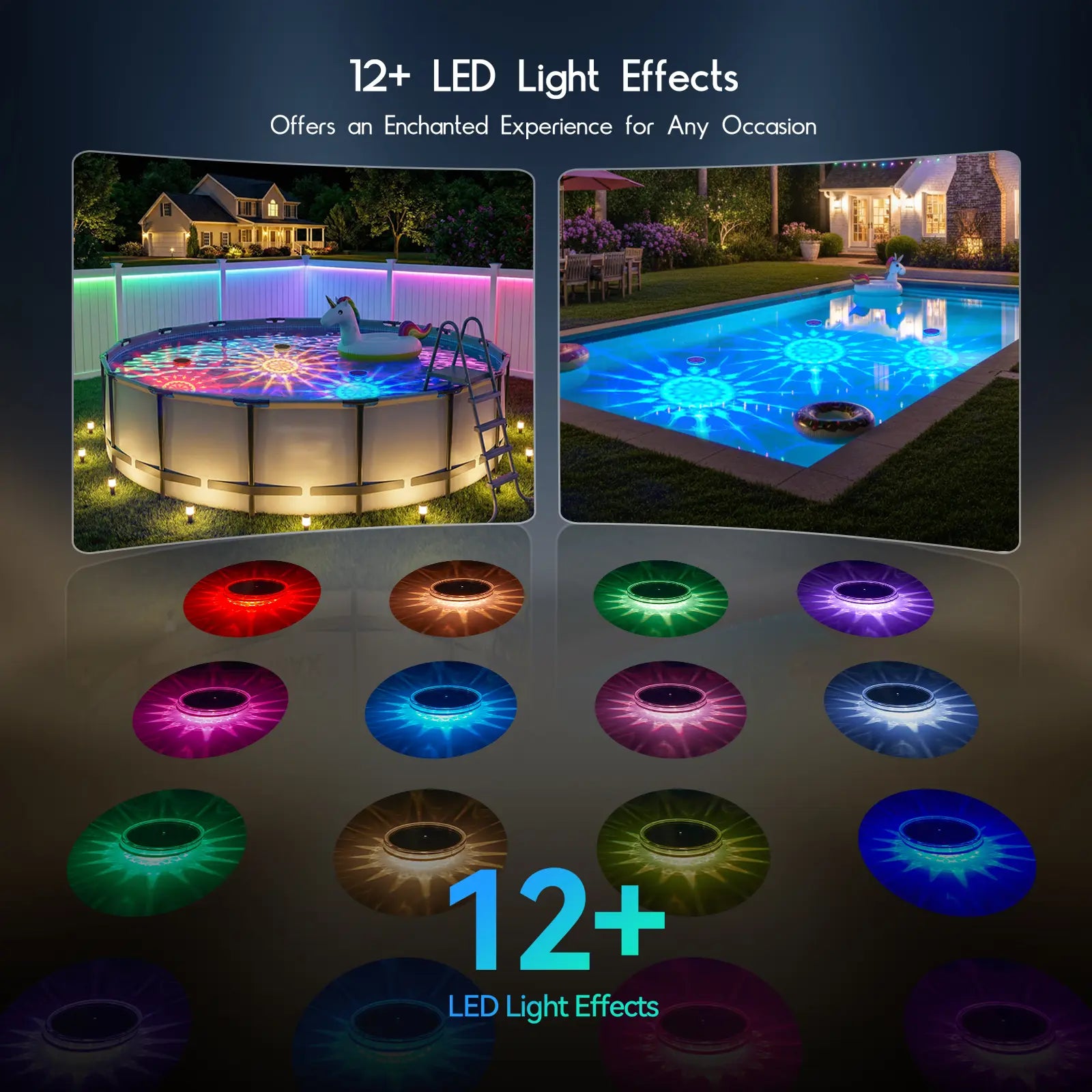Outdoor-Ready Solar Floating Pool – Light Effects for Garden Display