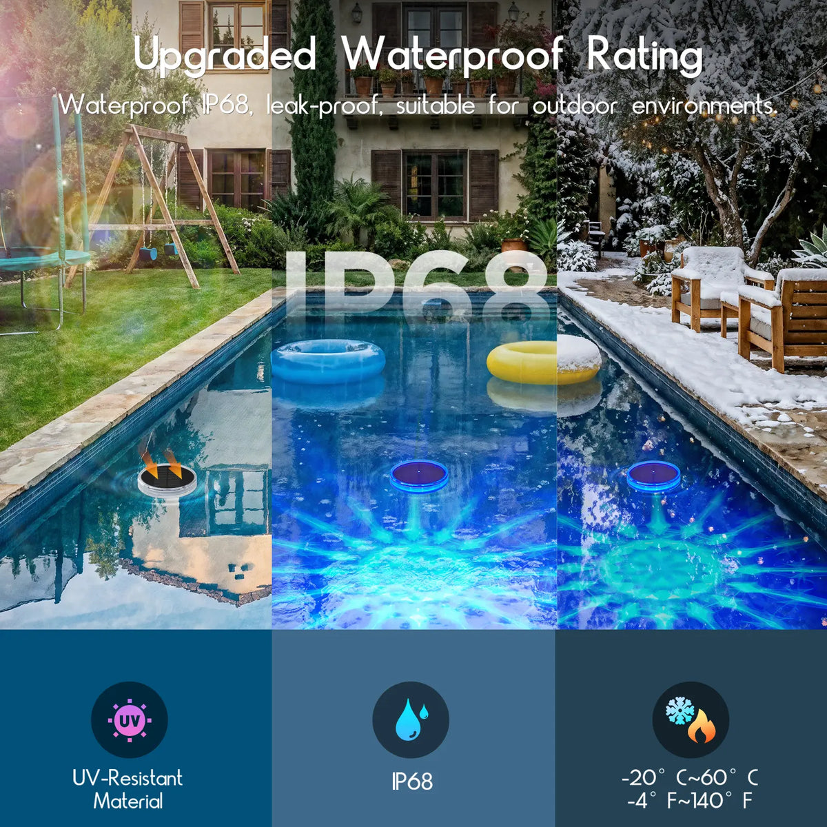 Outdoor-Ready Solar Floating Pool – Light Effects for Garden Display