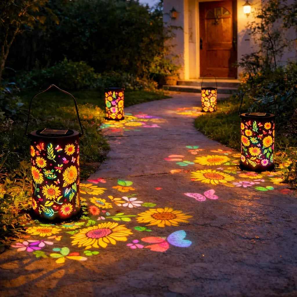 Solar-Powered Sunflower Garden Lantern