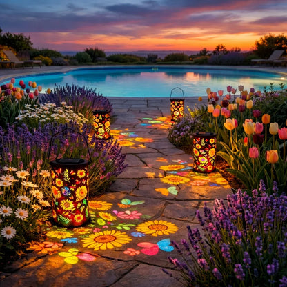 Solar-Powered Sunflower Garden Lantern