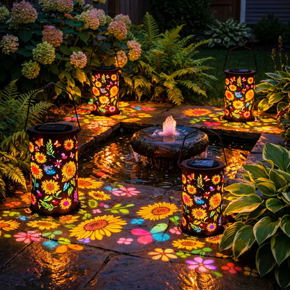 Solar-Powered Sunflower Garden Lantern