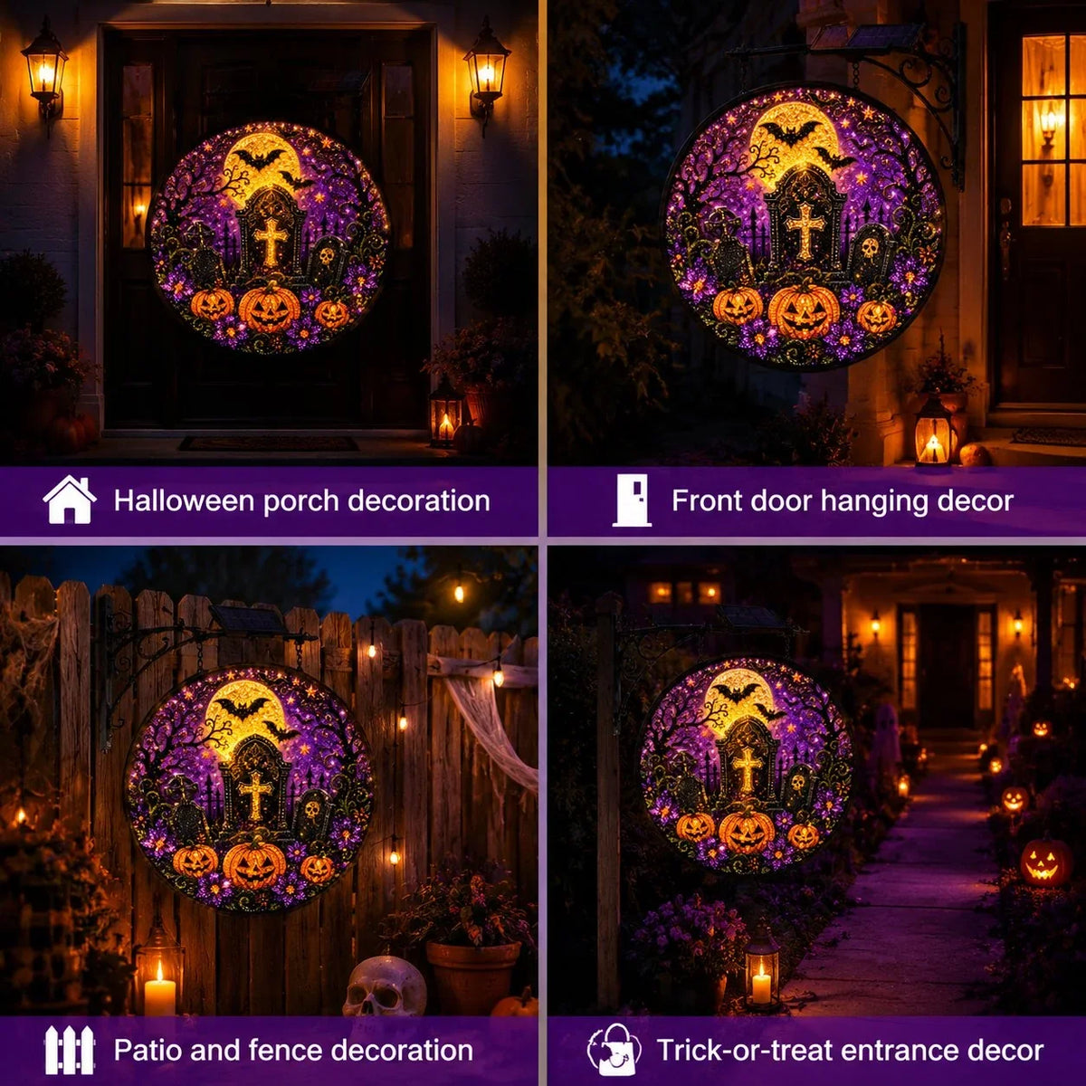 Outdoor Solar LED Hanging Sign Light for Garden Display