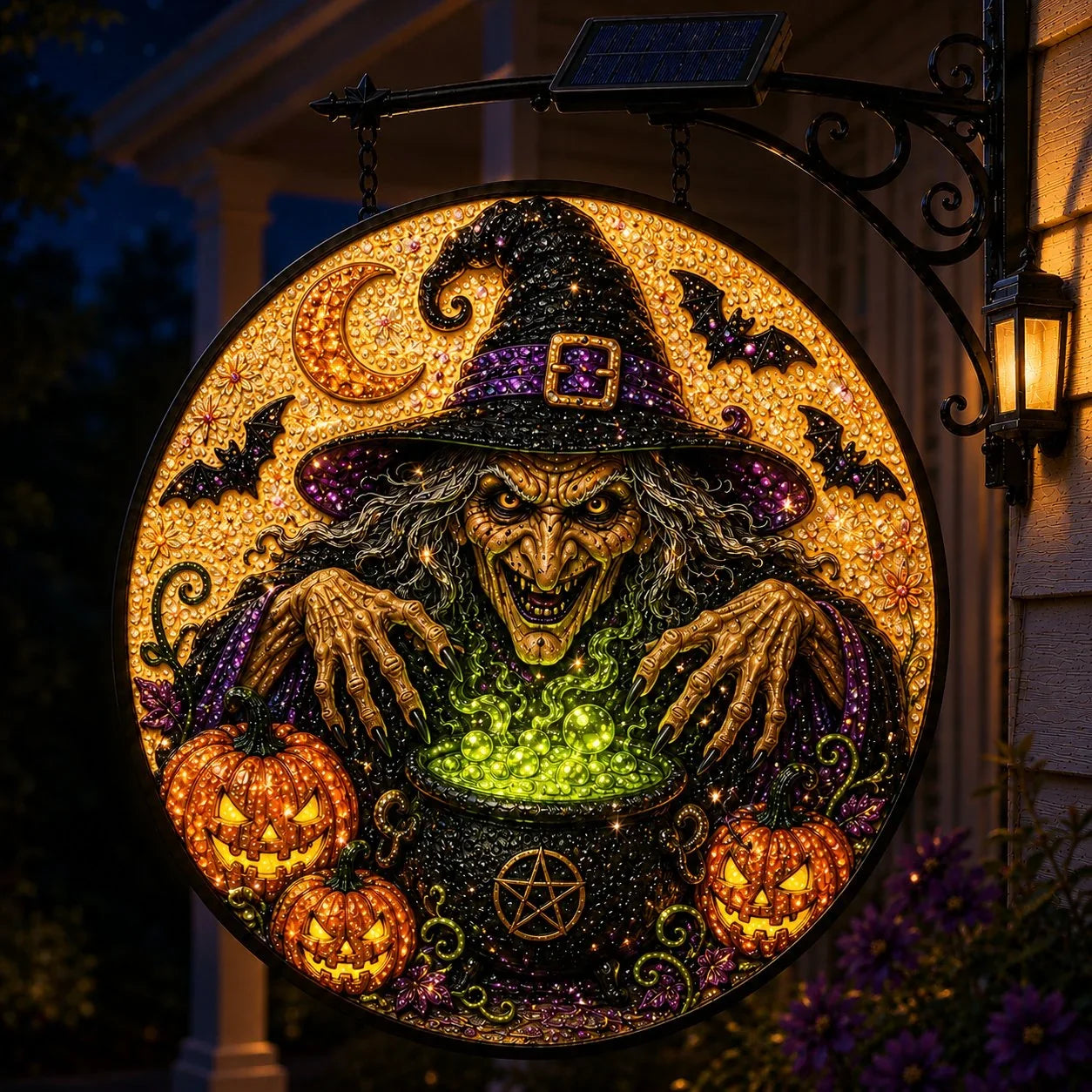 Outdoor Solar LED Hanging Sign Light for Garden Display