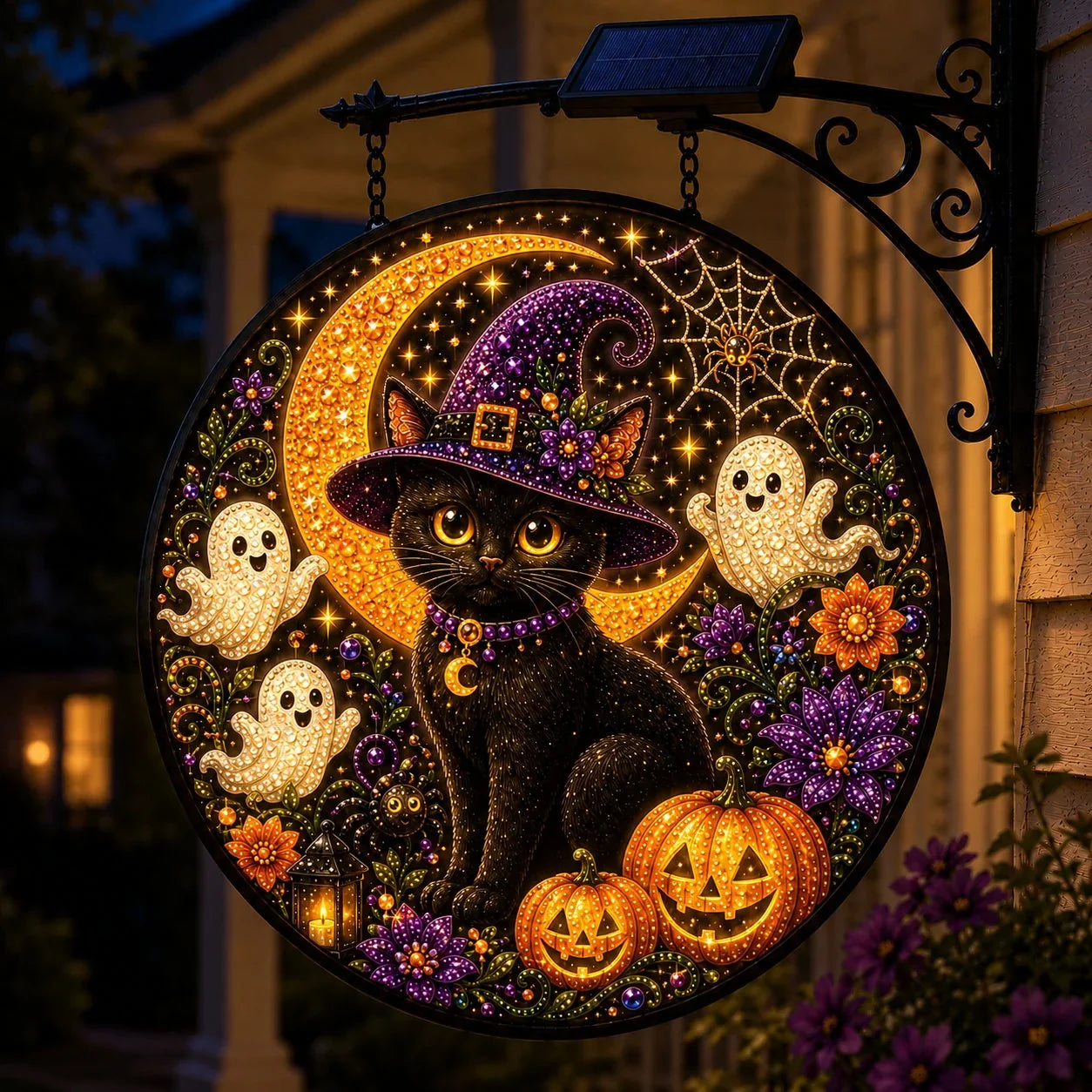 Outdoor Solar LED Hanging Sign Light for Garden Display