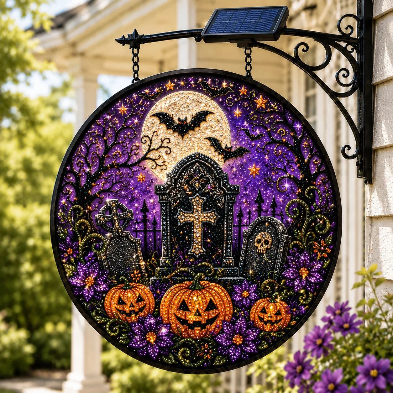 Outdoor Solar LED Hanging Sign Light for Garden Display