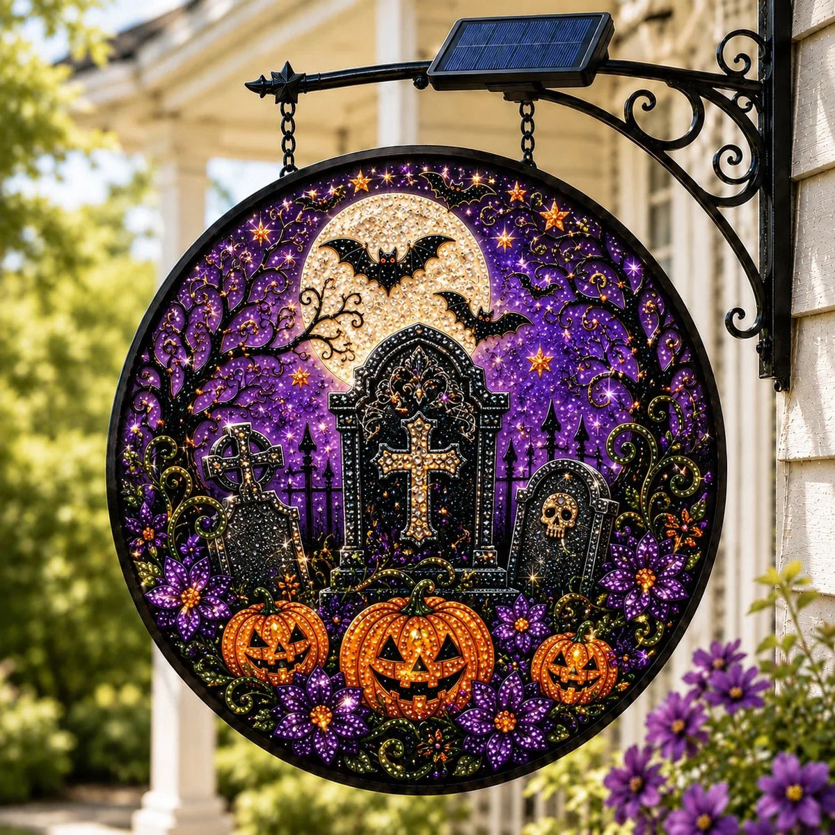 Outdoor Solar LED Hanging Sign Light for Garden Display