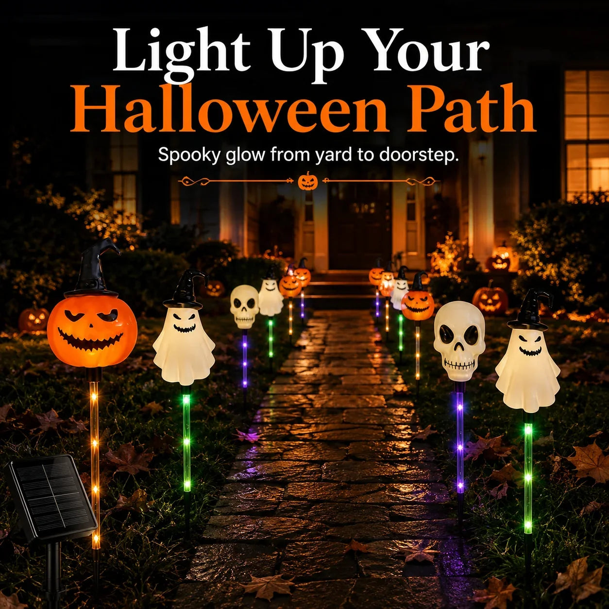 Halloween Solar Stakes with Pumpkins, Ghosts and Skulls