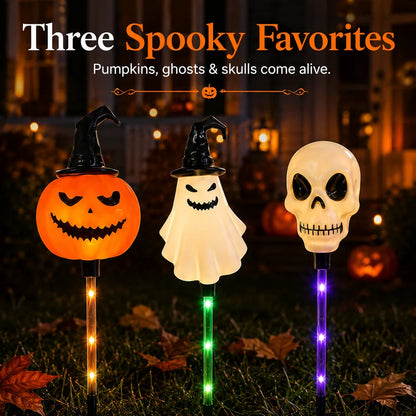 Halloween Solar Stakes with Pumpkins, Ghosts and Skulls