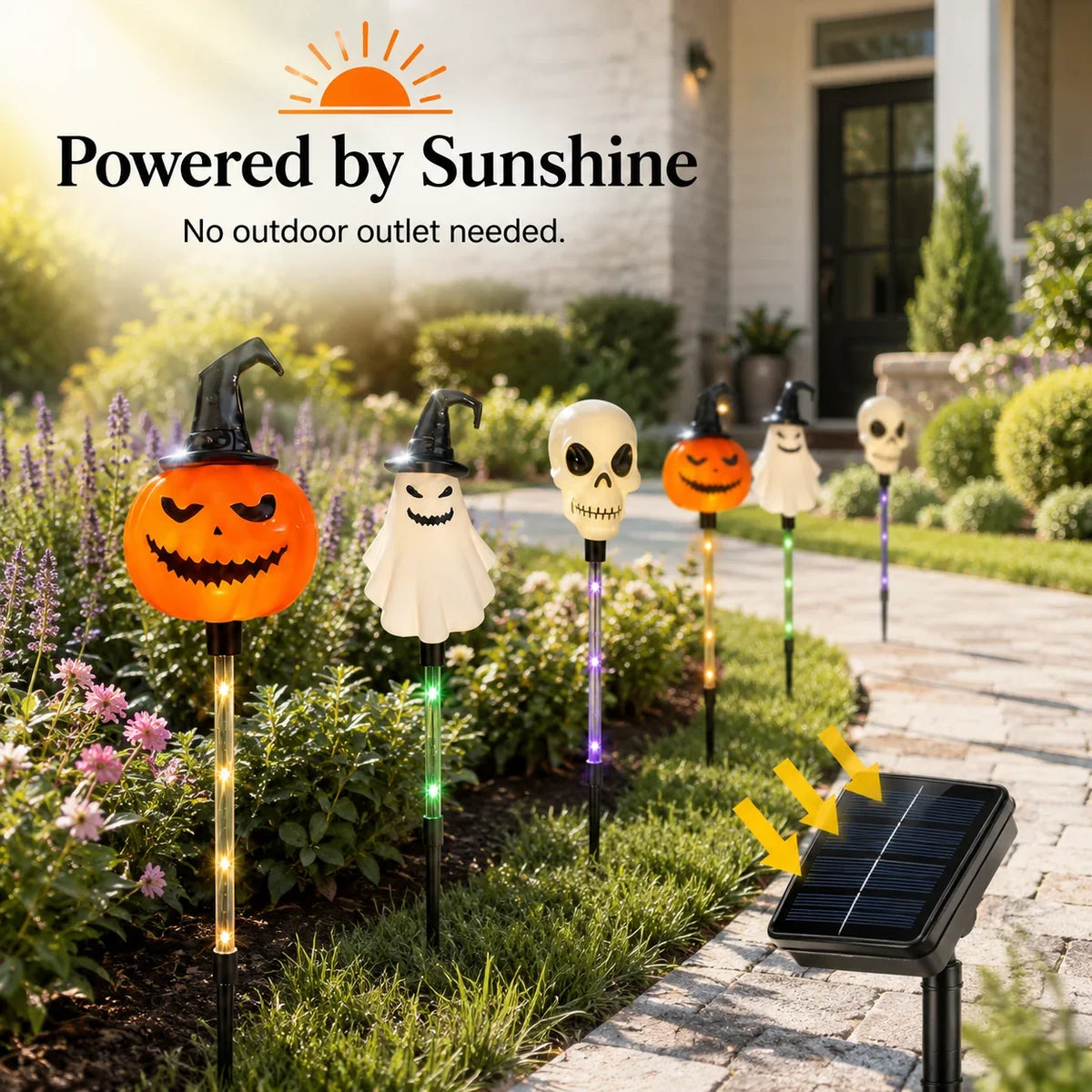 Halloween Solar Stakes with Pumpkins, Ghosts and Skulls