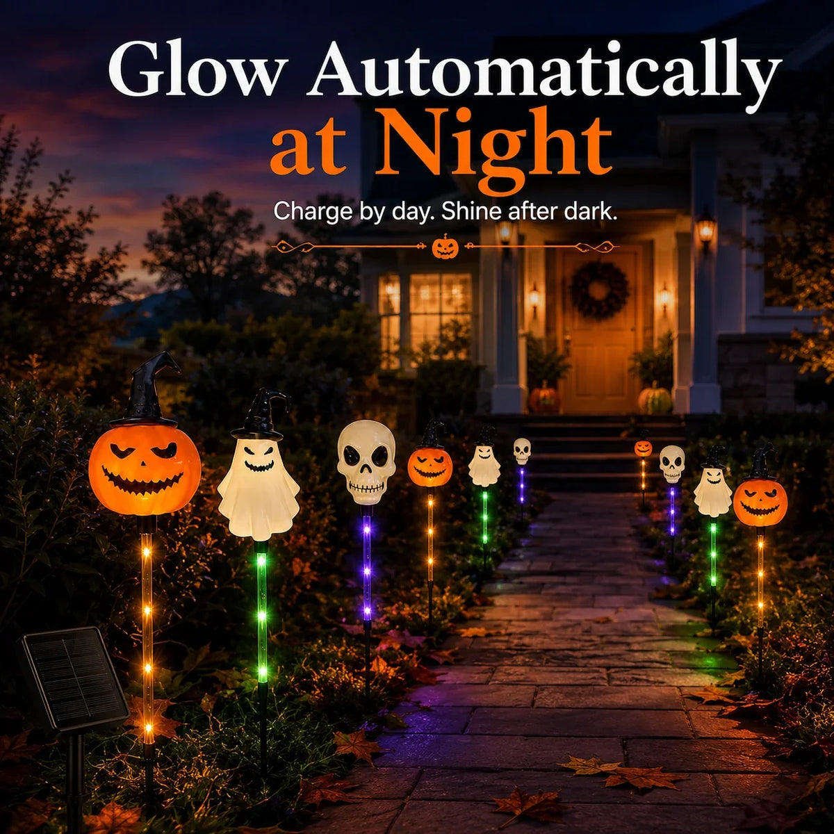 Halloween Solar Stakes with Pumpkins, Ghosts and Skulls