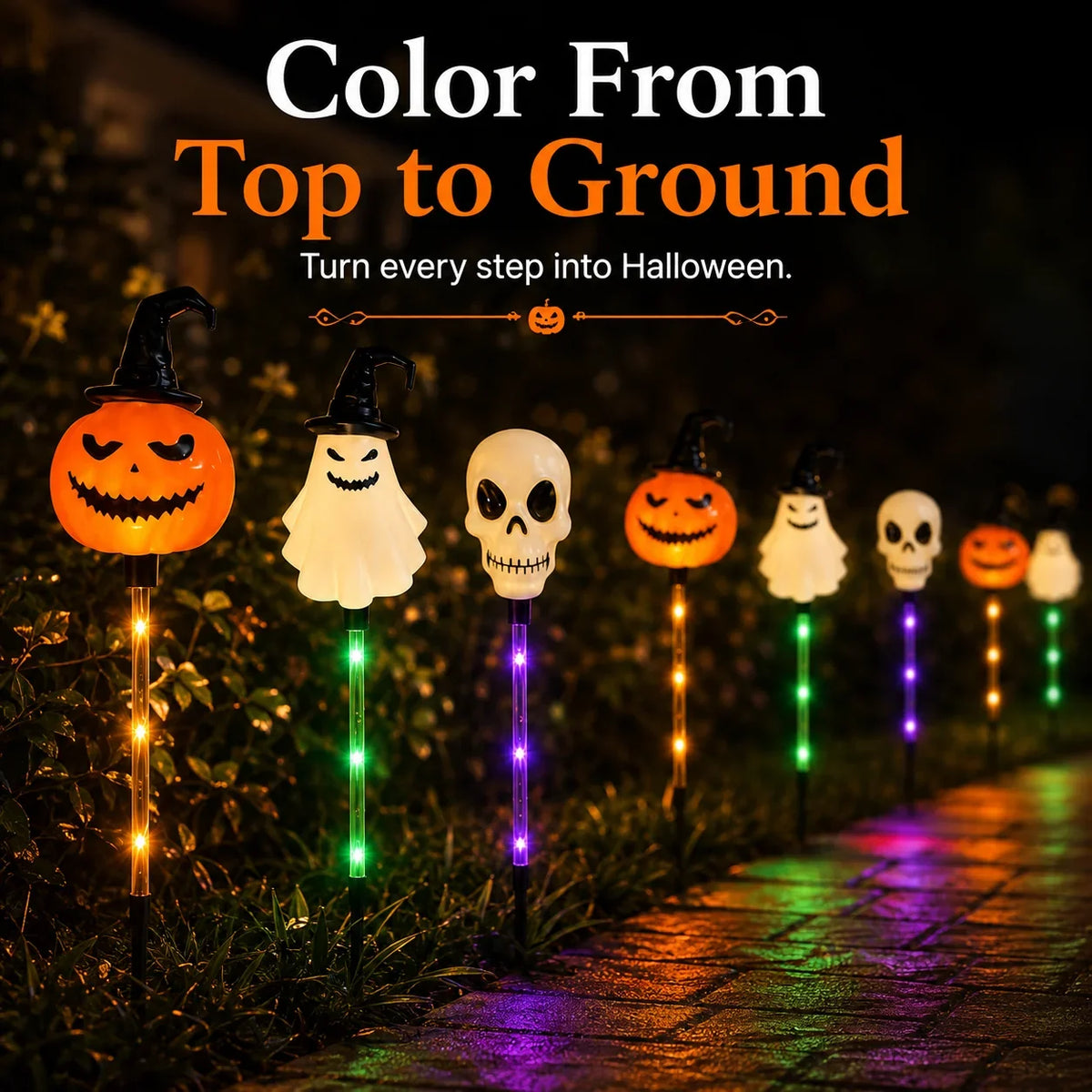 Halloween Solar Stakes with Pumpkins, Ghosts and Skulls