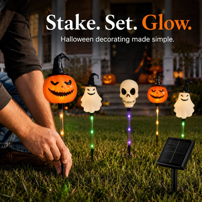 Halloween Solar Stakes with Pumpkins, Ghosts and Skulls