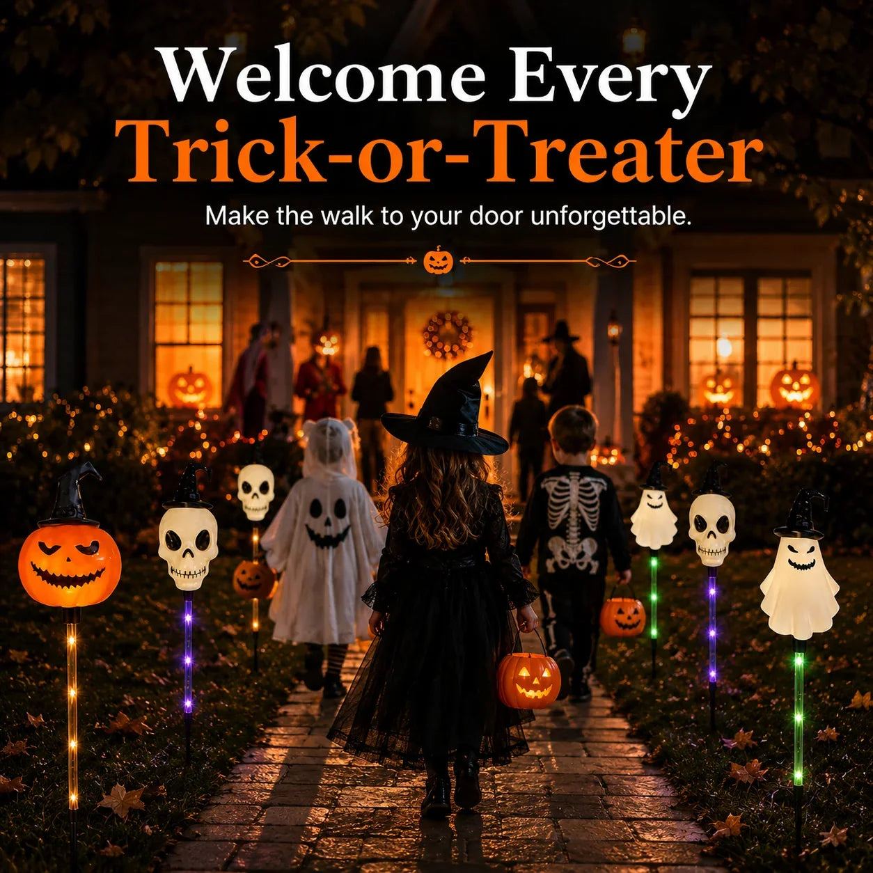Halloween Solar Stakes with Pumpkins, Ghosts and Skulls