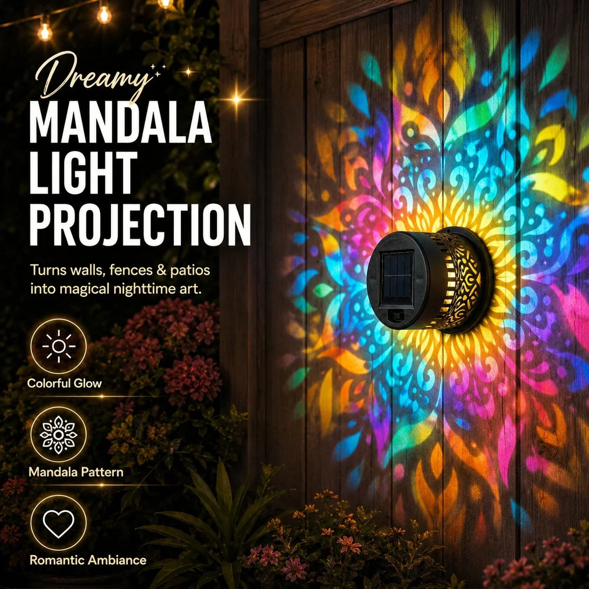 Outdoor-Ready Solar Mandala Wall Light for Garden Display