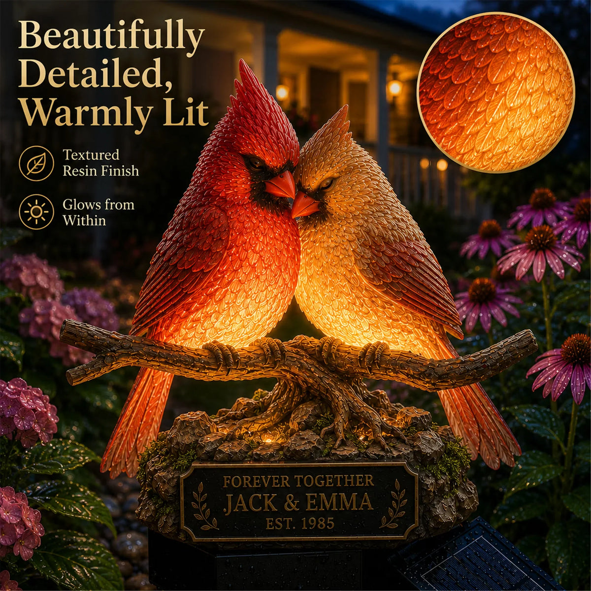 Outdoor Solar Memorial Garden Light with Plaque for Garden Display