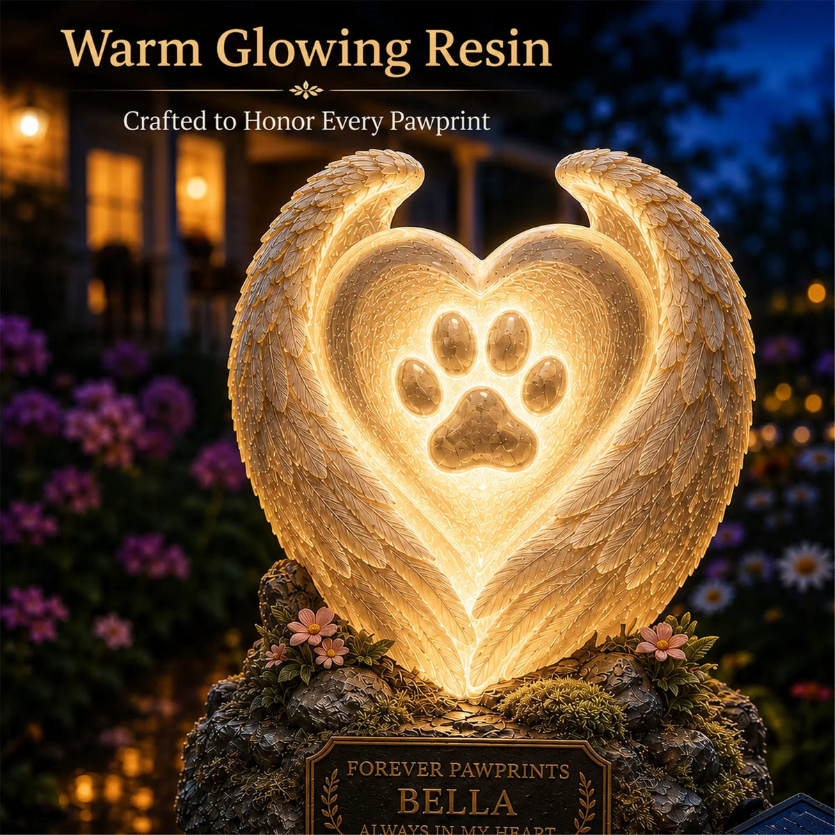 Outdoor Solar Memorial Garden Light with Plaque for Garden Display