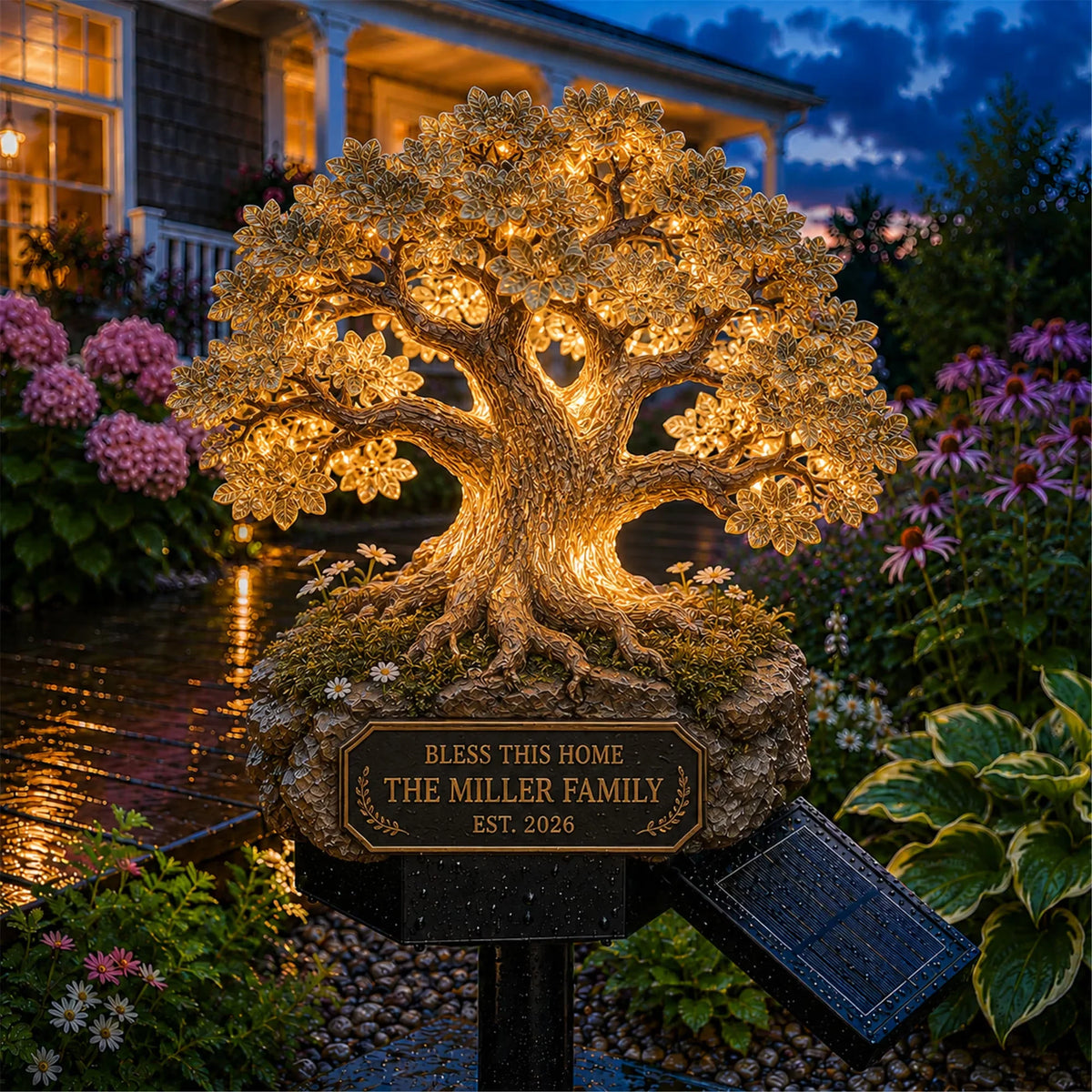 Outdoor Solar Memorial Garden Light with Plaque for Garden Display