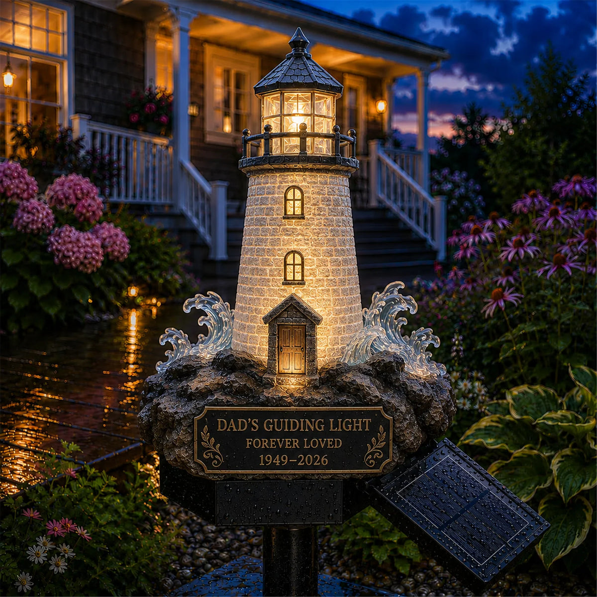 Outdoor Solar Memorial Garden Light with Plaque for Garden Display