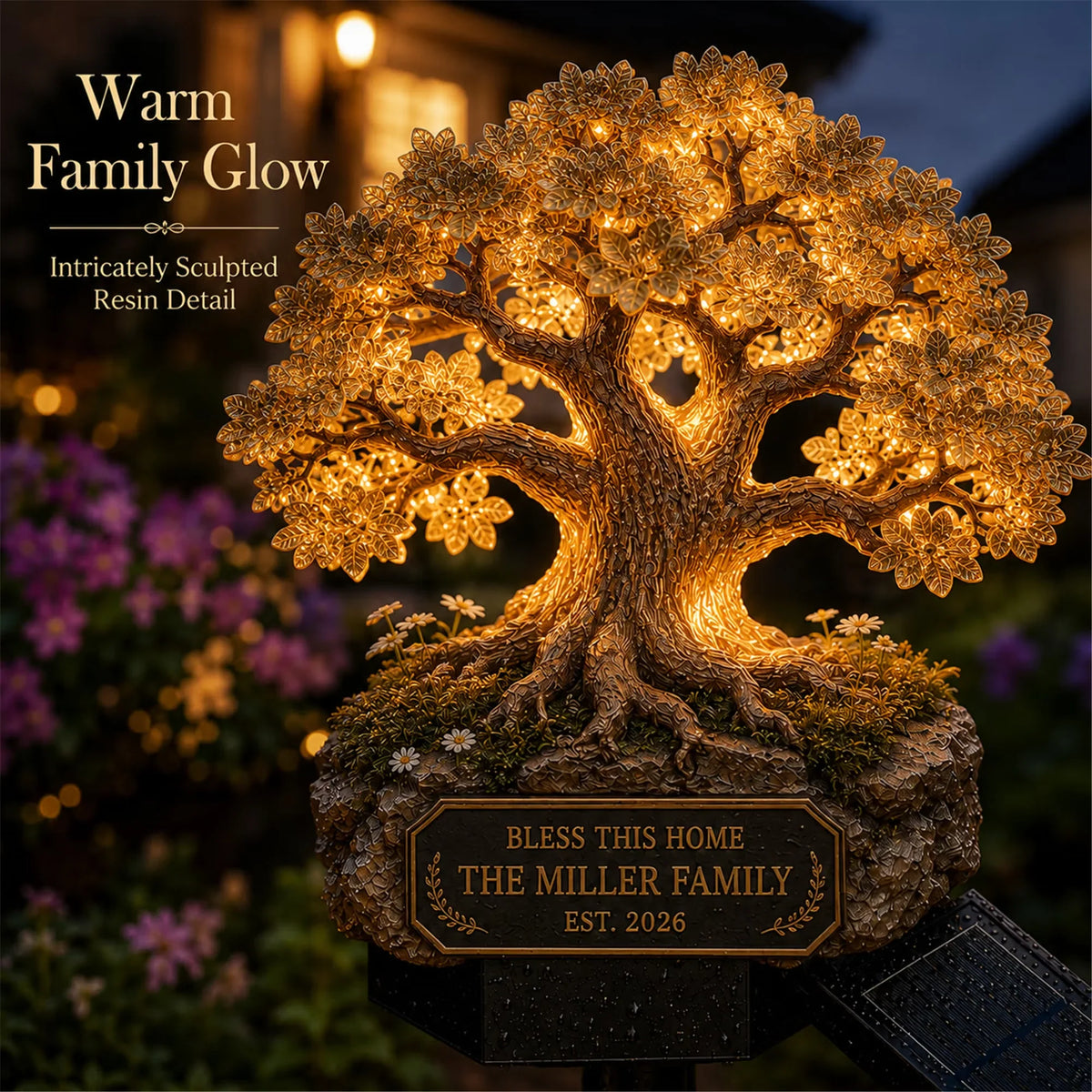 Outdoor Solar Memorial Garden Light with Plaque for Garden Display