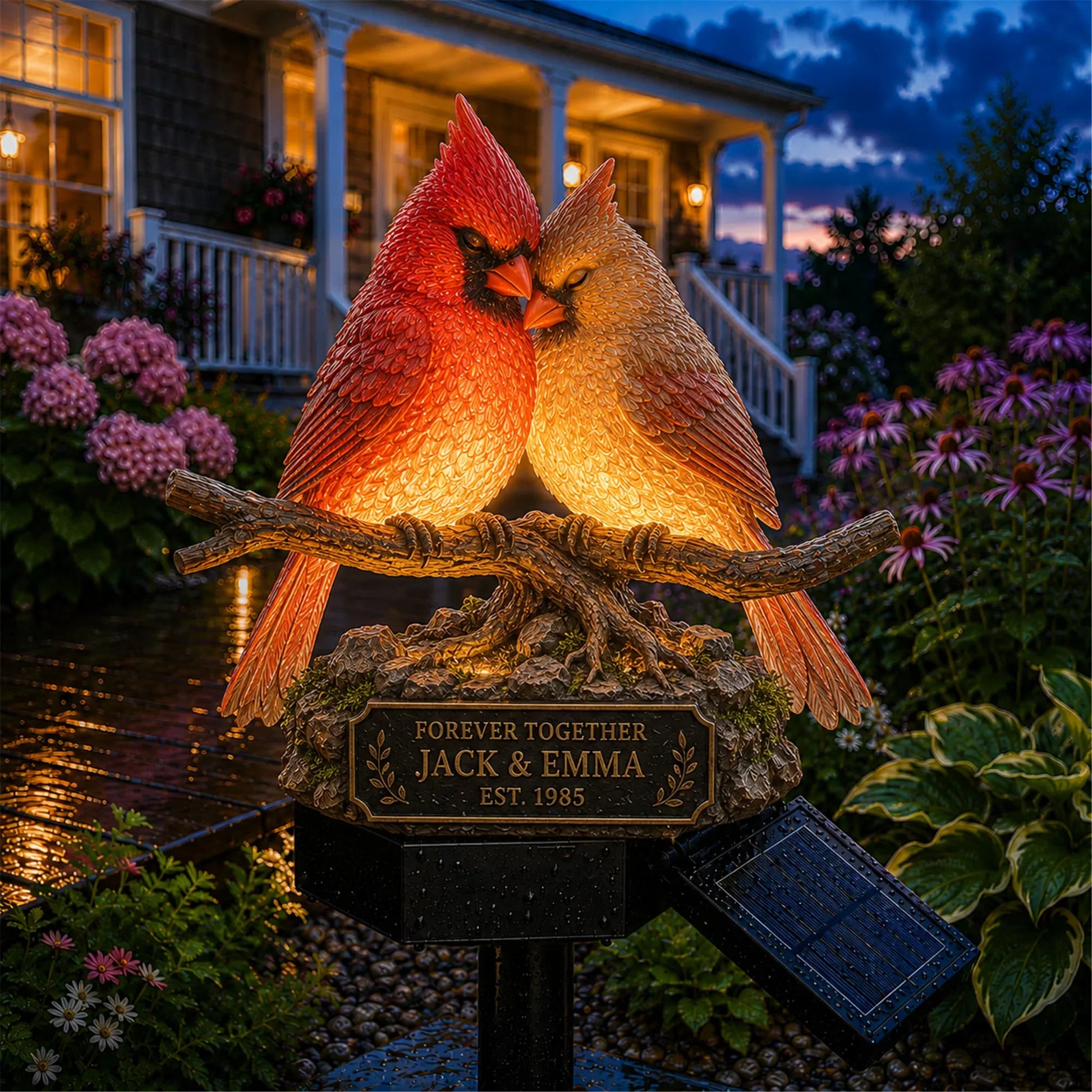 Outdoor Solar Memorial Garden Light with Plaque for Garden Display