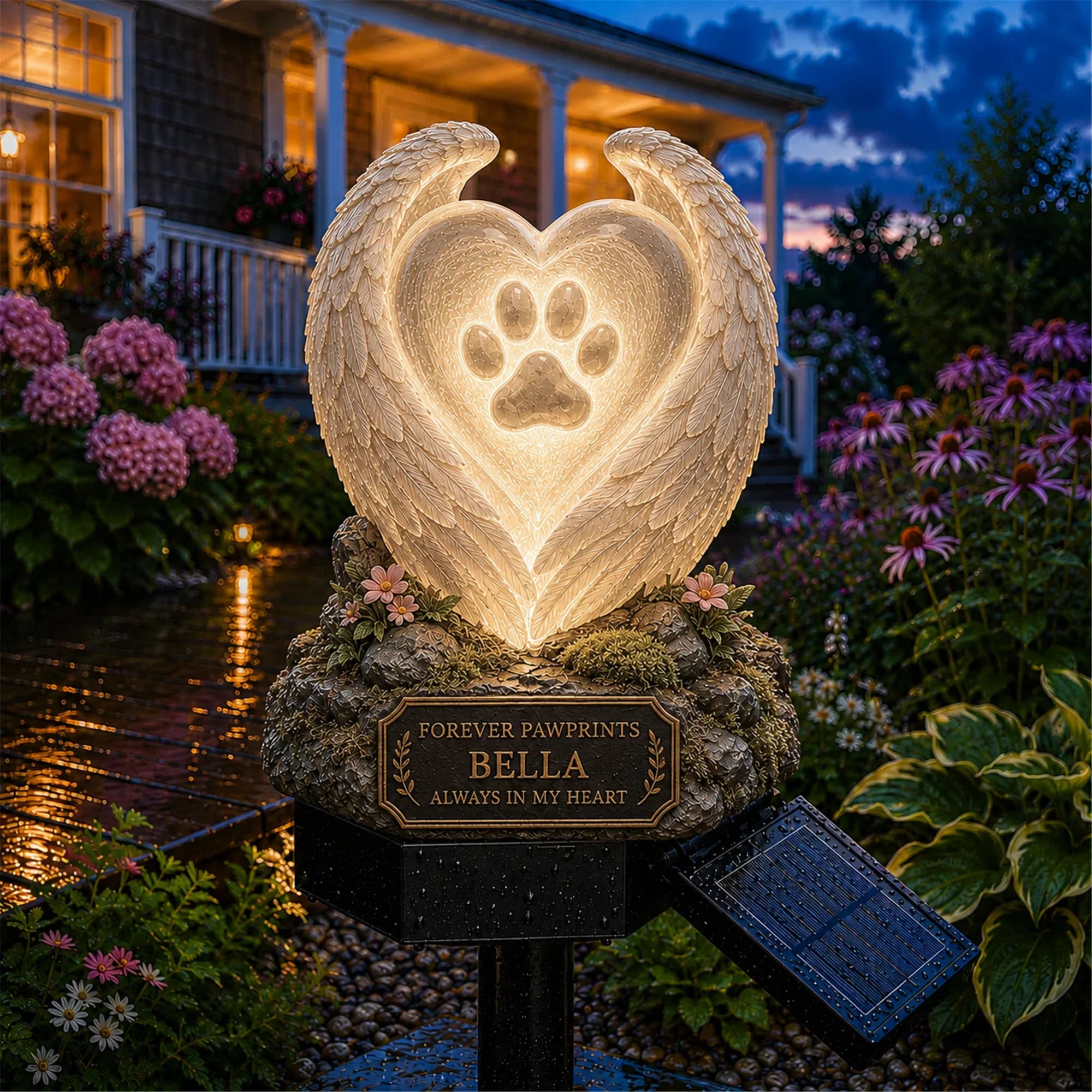 Outdoor Solar Memorial Garden Light with Plaque for Garden Display