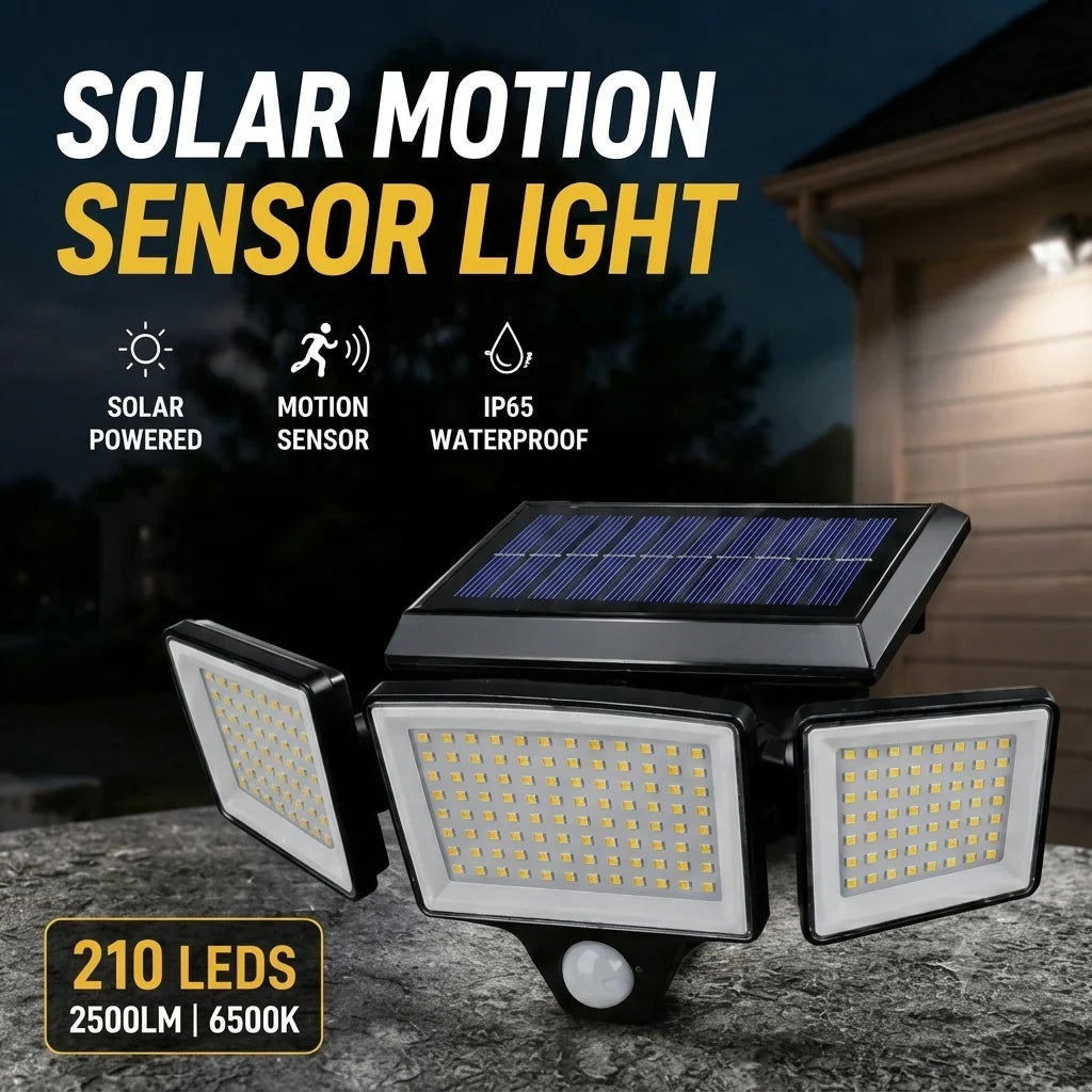 210-LED Solar Security Light Delivering up to 2500 Lumens