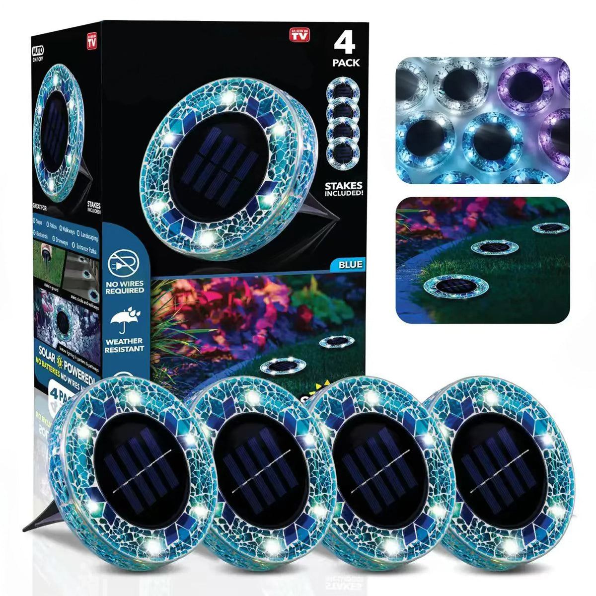Decorative Solar Mosaic Disk Pathway Lights