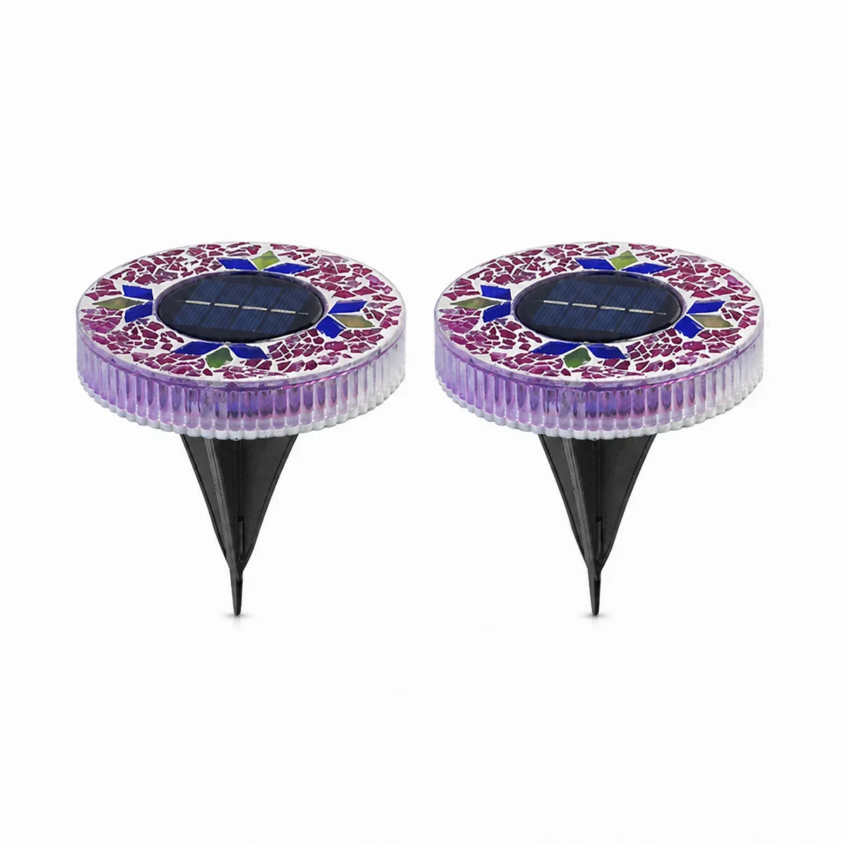 Handcrafted Mosaic Solar Disk Lights